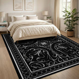 Ornate Black Swirl Floral Area Rug