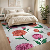 Blush Pink Coral Rose Floral Area Rug