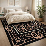 Peach Art Deco Starburst Geometric Area Rug