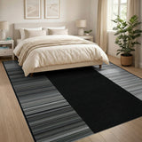 Black White Striped Geometric Geometric Modern Area Rug