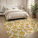 Golden Leaf Pattern Area Rug