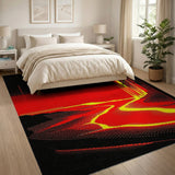 Red Lava Flow Abstract Area Rug