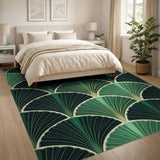 Emerald Green Art Deco Fan Geometric Area Rug