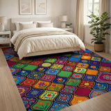 Boho Chic Vibrant Floral Lime Area Rug