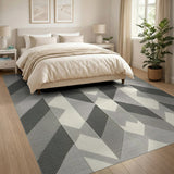 Grey Modern Grey Geometric Diamond Area Rug