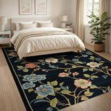 Vintage Navy Floral Branch Area Rug