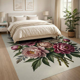 Vintage Pink Peony Bouquet Area Rug