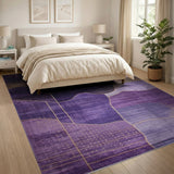 Purple Geometric Wave Abstract Area Rug