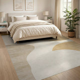 Curved Neutral Abstract Area Rug
