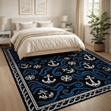 Nautical Anchor Wave Area Rug
