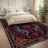 Gothic Purple Skull Rose Area Rug