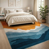Sunset Over Layered Mountains Area Rug