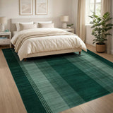 Emerald Green Vertical Striped Area Rug