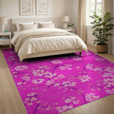 Vibrant Pink Magnolia Blossom Area Rug