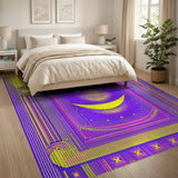 Vibrant Purple Smiley Face Cartoon Rug