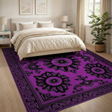 Ornate Purple Persian Floral Medallion Rug