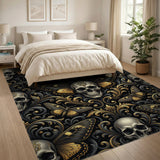 Gold Skull Butterfly Vintage Area Rug