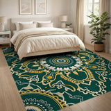 Traditional Persian Emerald Green Mandala Persian Area Rug