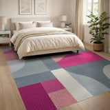 Vibrant Pink Geometric Modern Area Rug