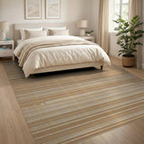 Tan and Beige Striped Woven Area Rug