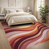 Sunset Waves Layered Abstract Area Rug