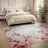 Delicate Pink Cherry Blossom Border Area Rug
