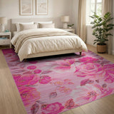 Pink Floral Vintage Pink Rose Floral Vintage Area Rug