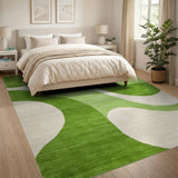 Green Wavy Green Abstract Area Rug