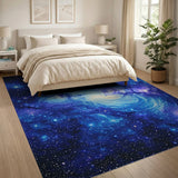 Cosmic Nebula Swirl Blue Teal Area Rug