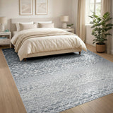 Navy Ombre Geometric Trellis Area Rug