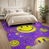Vibrant Purple Smiley Faces Area Rug