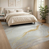 Gold Marble Abstract Area Rug