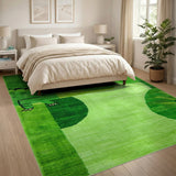 Playful Green Crocodile Peekaboo Area Rug