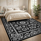 Ornate Black and White Ornate Black White Persian Floral Area Rug