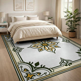 Elegant Gold Floral Medallion Persian Rug