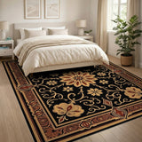 Ornate Gold Floral Persian Area Rug