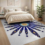 Blue Feather Sun Mandala Area Rug