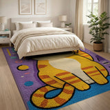 Playful Waving Orange Cat Tufted Area Rug