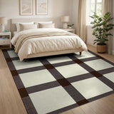 Brown Plaid Checkered Rustic Area Rug
