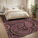 Pink Paisley Oriental Area Rug
