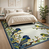 Colorful Birds on Branches Floral Rug