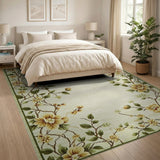 Green Vintage Green Floral Vine Area Rug