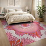 Blush Pink Mandala Floral Area Rug