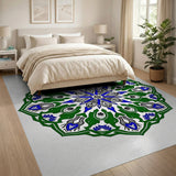 Intricate Blue Green Mandala Persian Area Rug