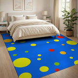 Vibrant Multi-Color Polka Dot Blue Area Rug
