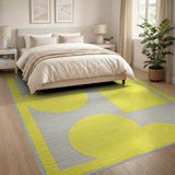 Yellow Geometric Circles Abstract Area Rug