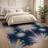 Vibrant Paw Print Burst Area Rug