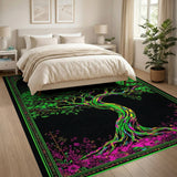 Psychedelic Neon Tree of Life Area Rug