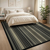 Bold Vertical Black-Grey Striped Area Rug