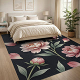 Floral Vintage Pink Blush Peony Floral Area Rug